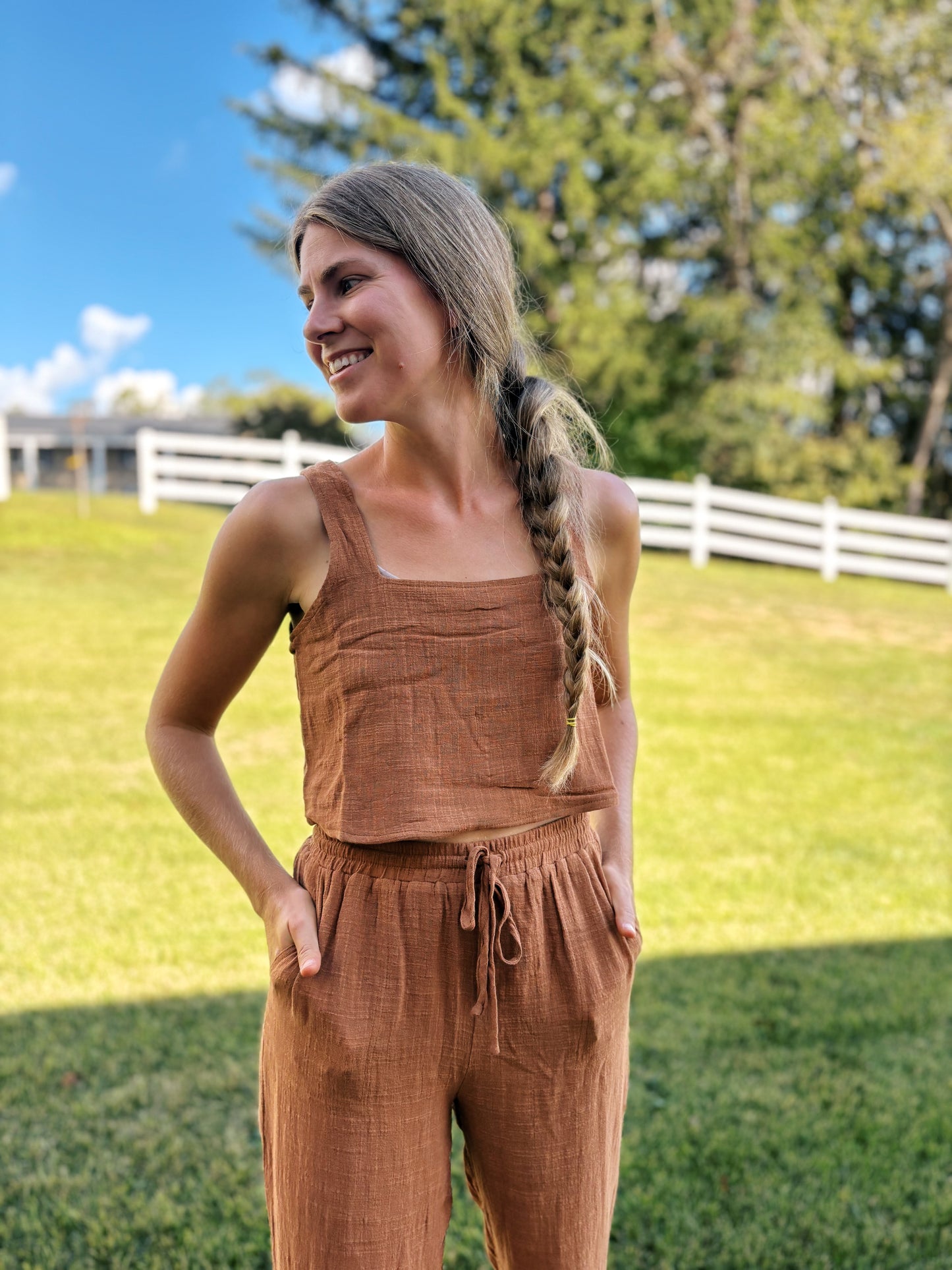 Sleeveless Cropped Top and Pant Set