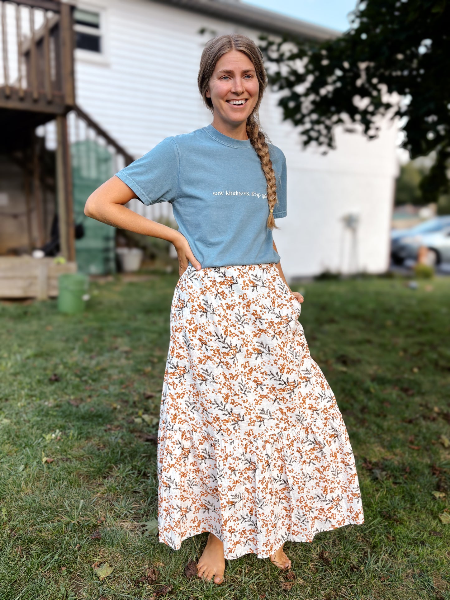 Fall Floral Tiered Maxi Skirt