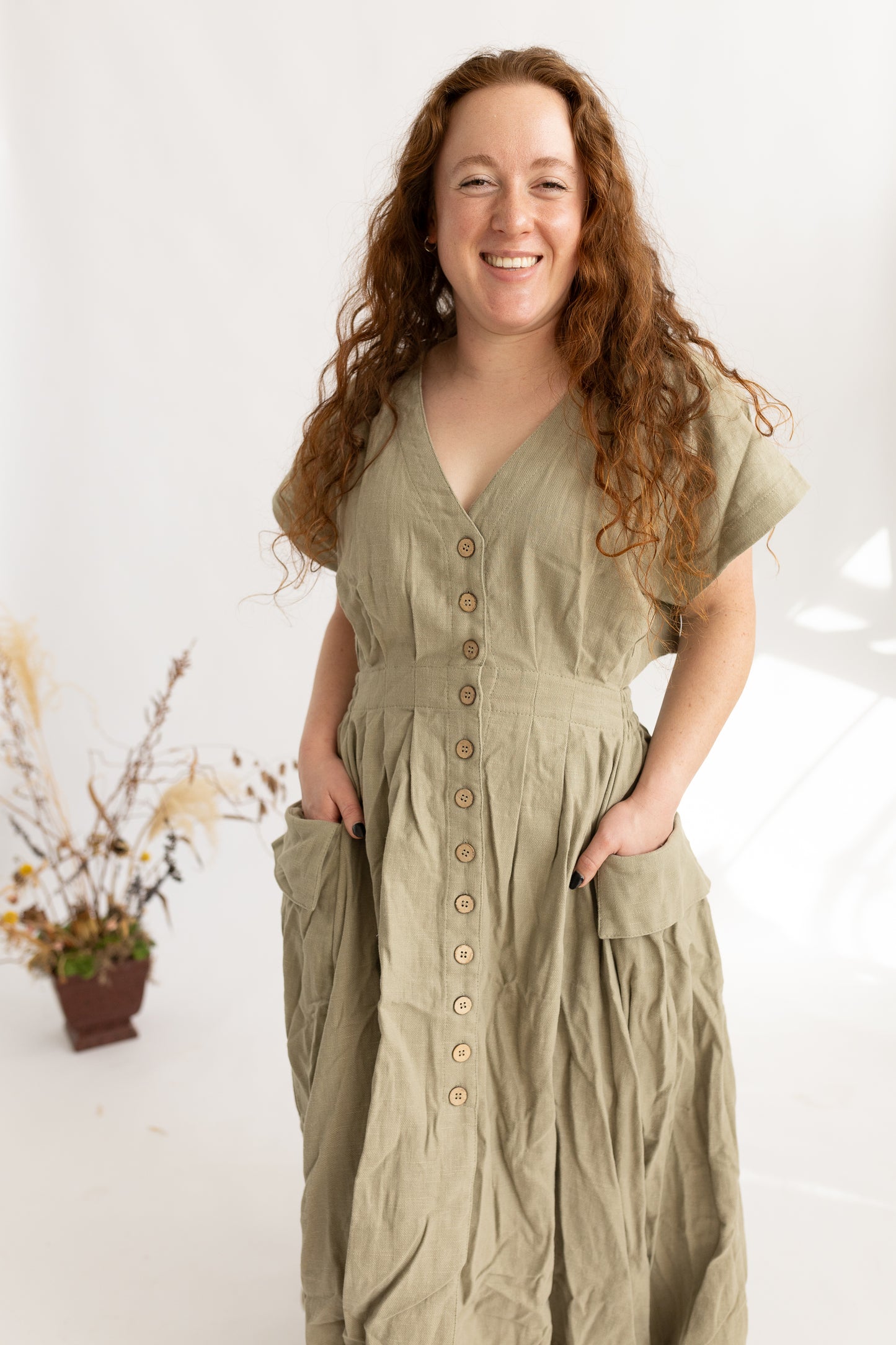 Woven Cut Out Midi Dress
