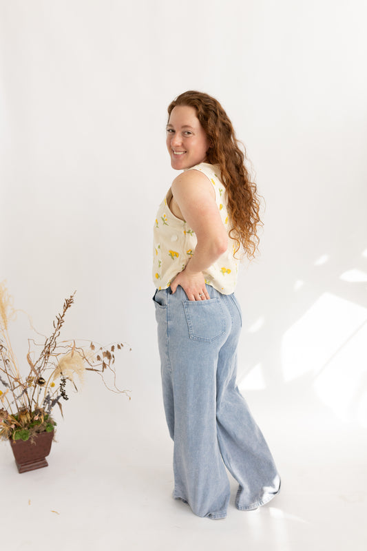 Wide Leg Denim Pants
