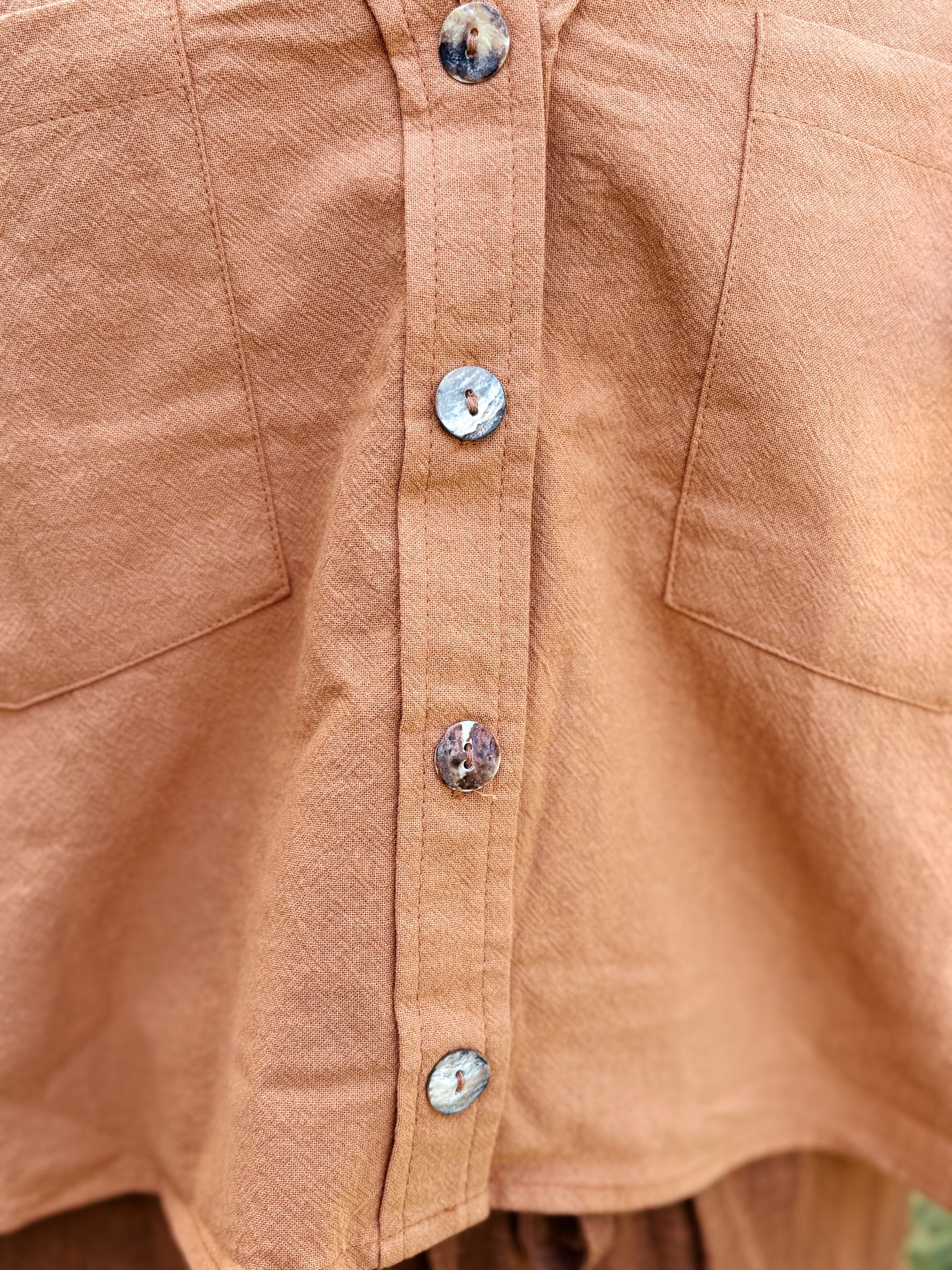 Mom Crop Cotton Gauze Boxy Button Down