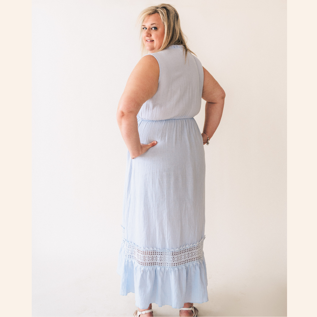 Lace Cutout Cotton Tank Dress