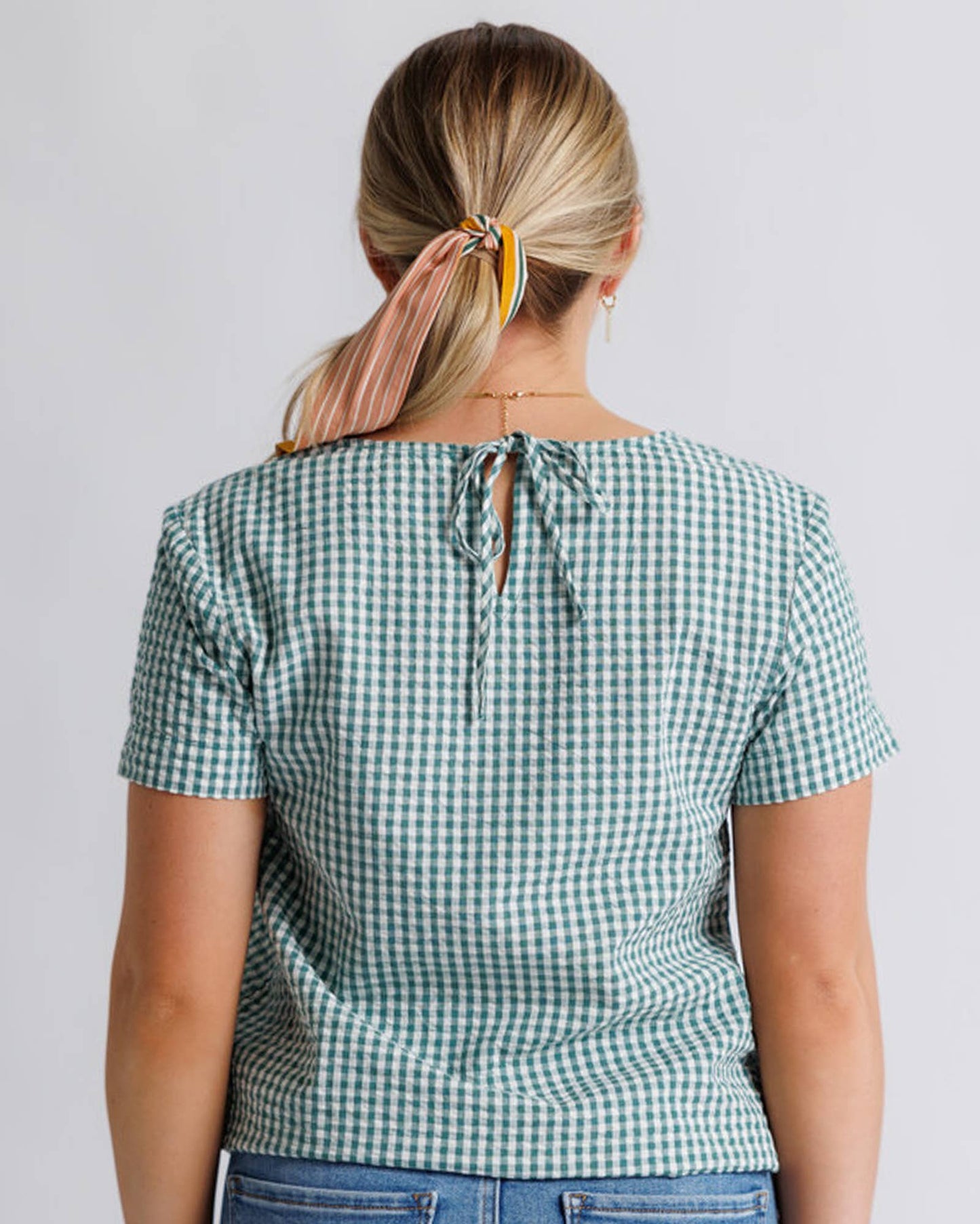Short Sleeve Gingham Blouse