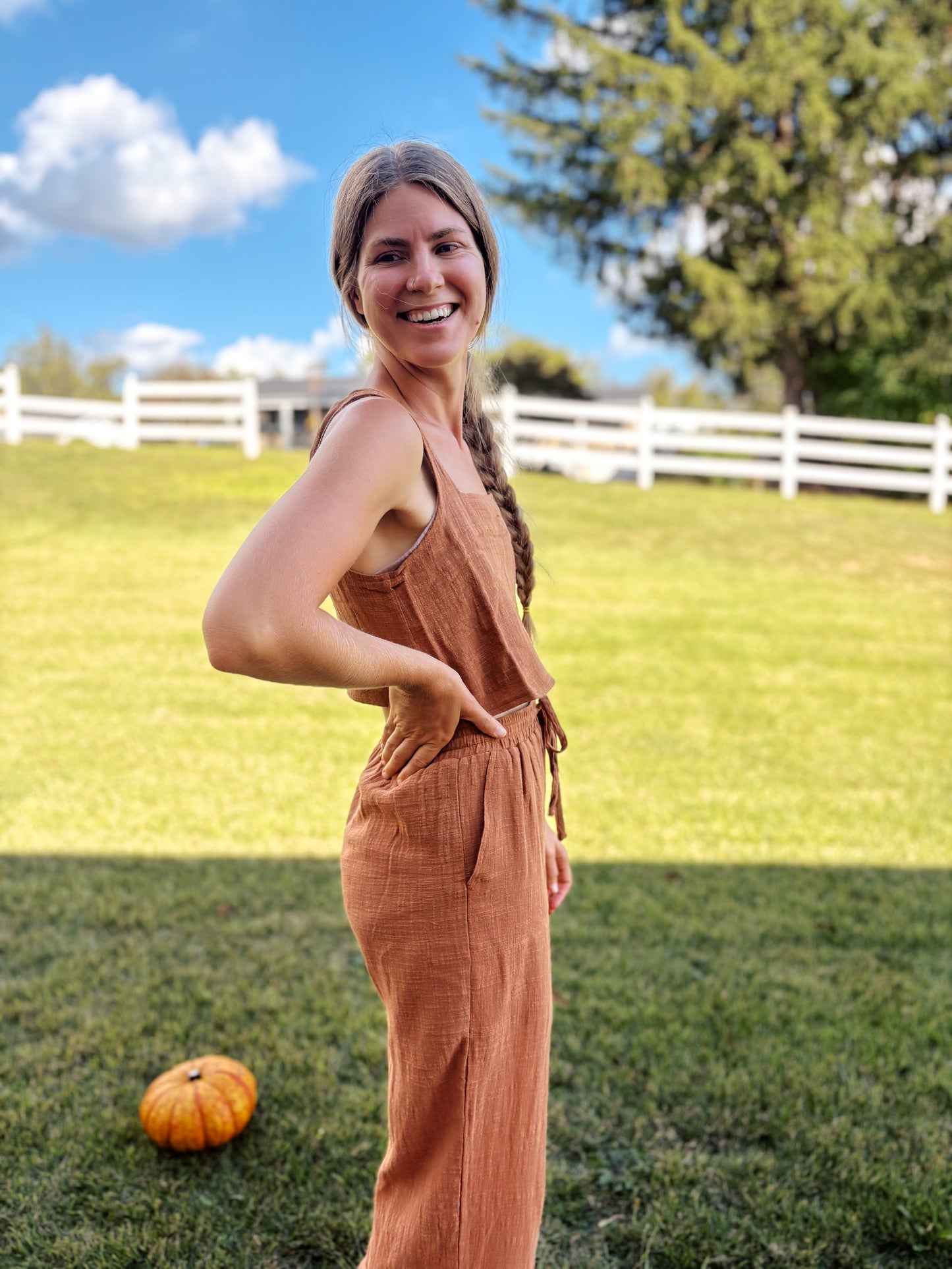 Sleeveless Cropped Top and Pant Set