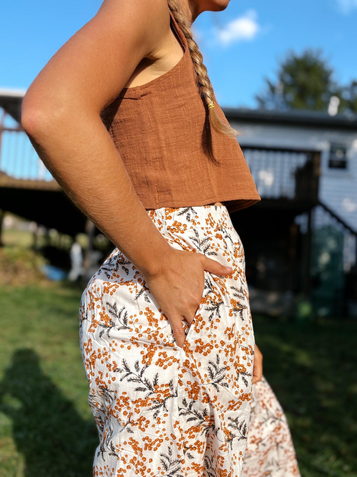 Fall Floral Tiered Maxi Skirt