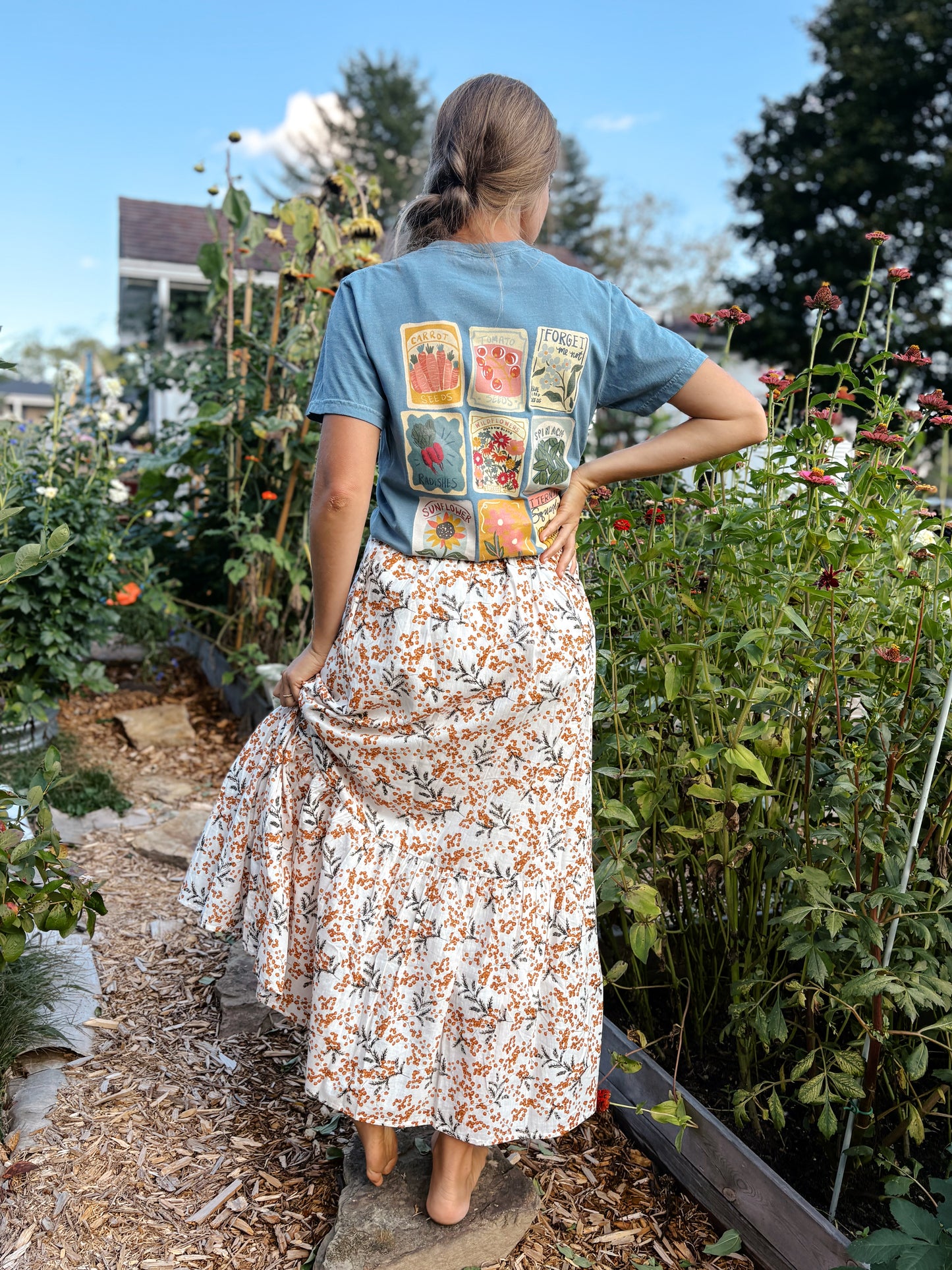 Fall Floral Tiered Maxi Skirt