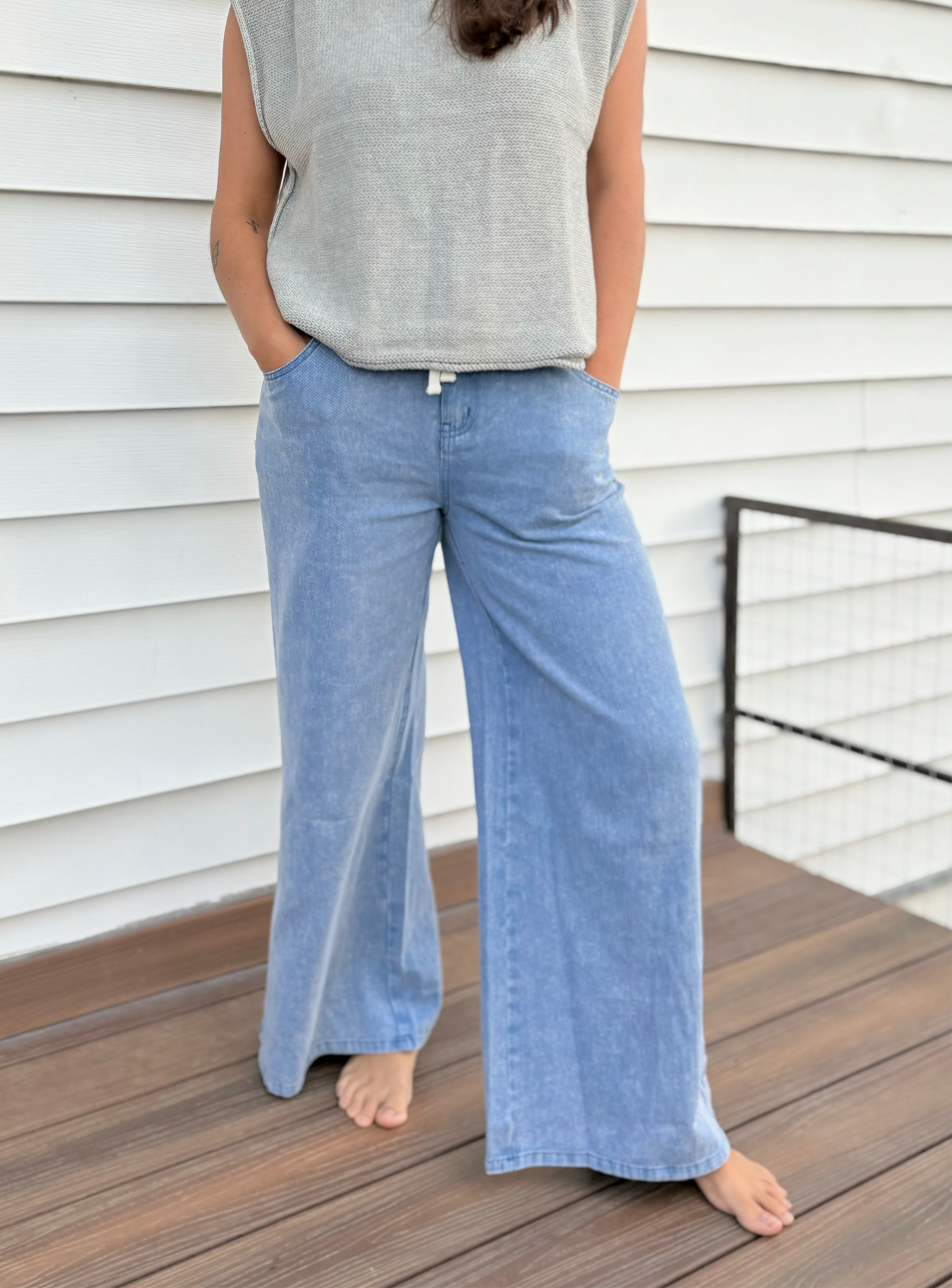 Wide Leg Denim Pants