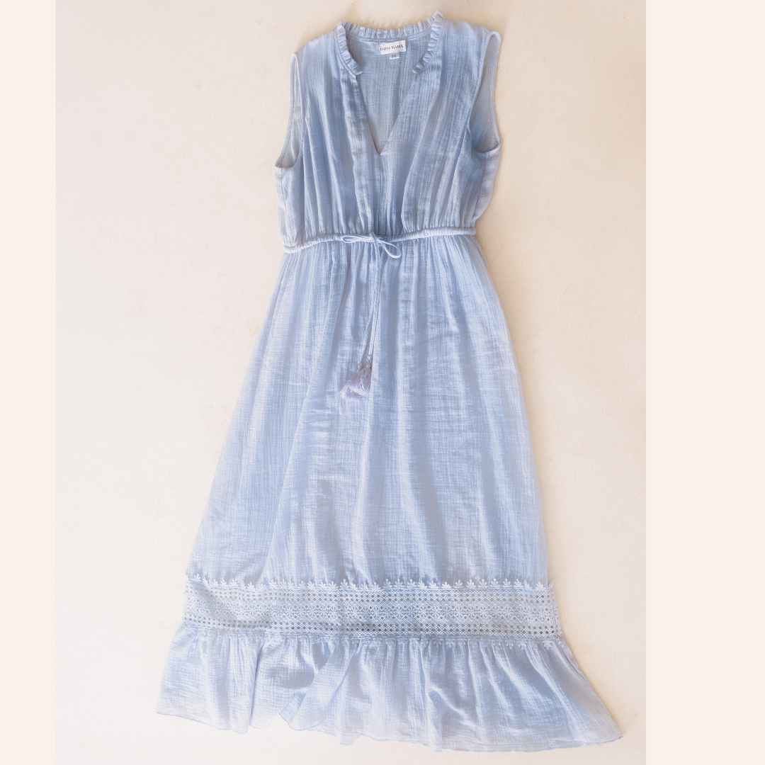 Lace Cutout Cotton Tank Dress