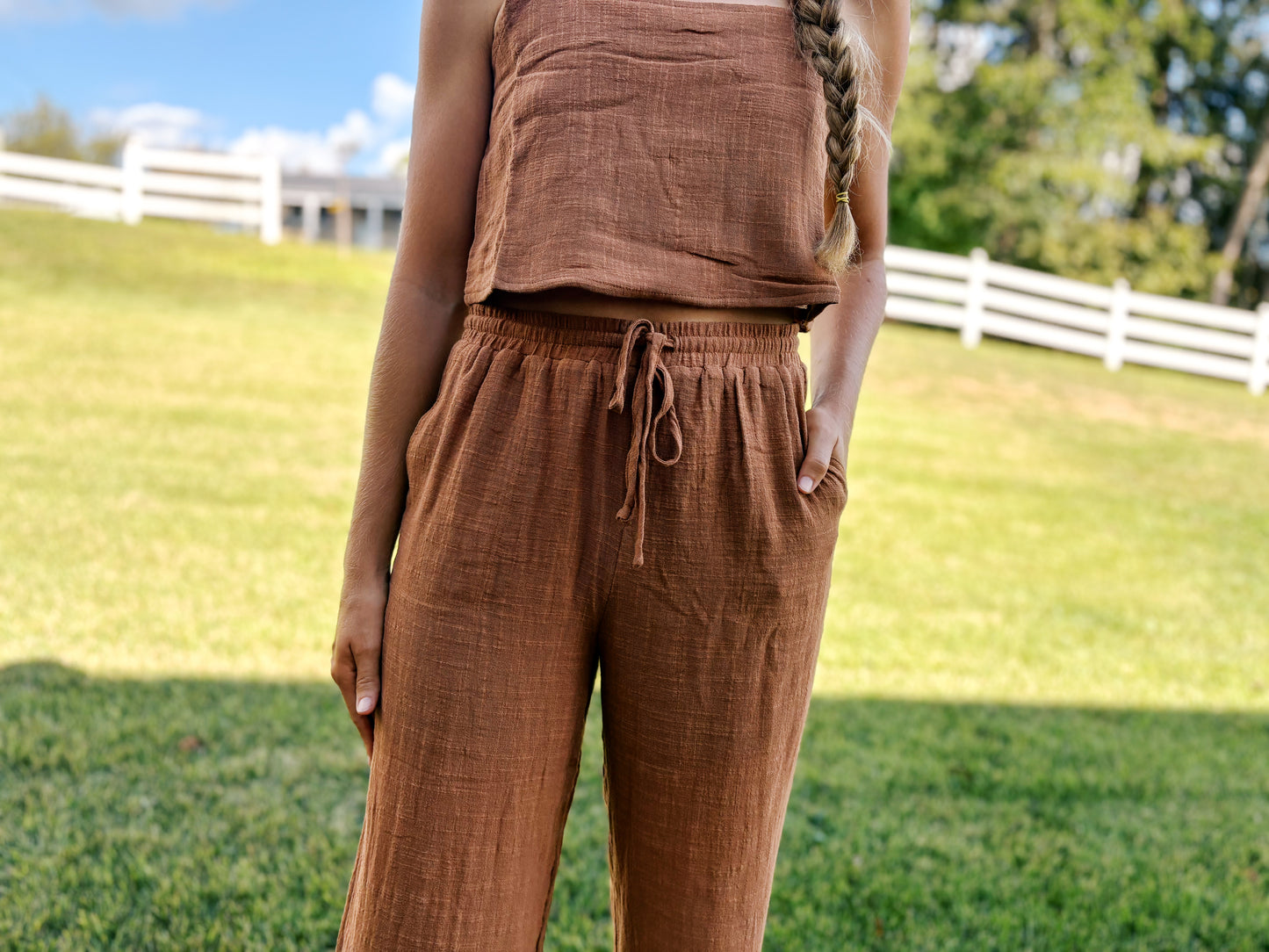 Sleeveless Cropped Top and Pant Set