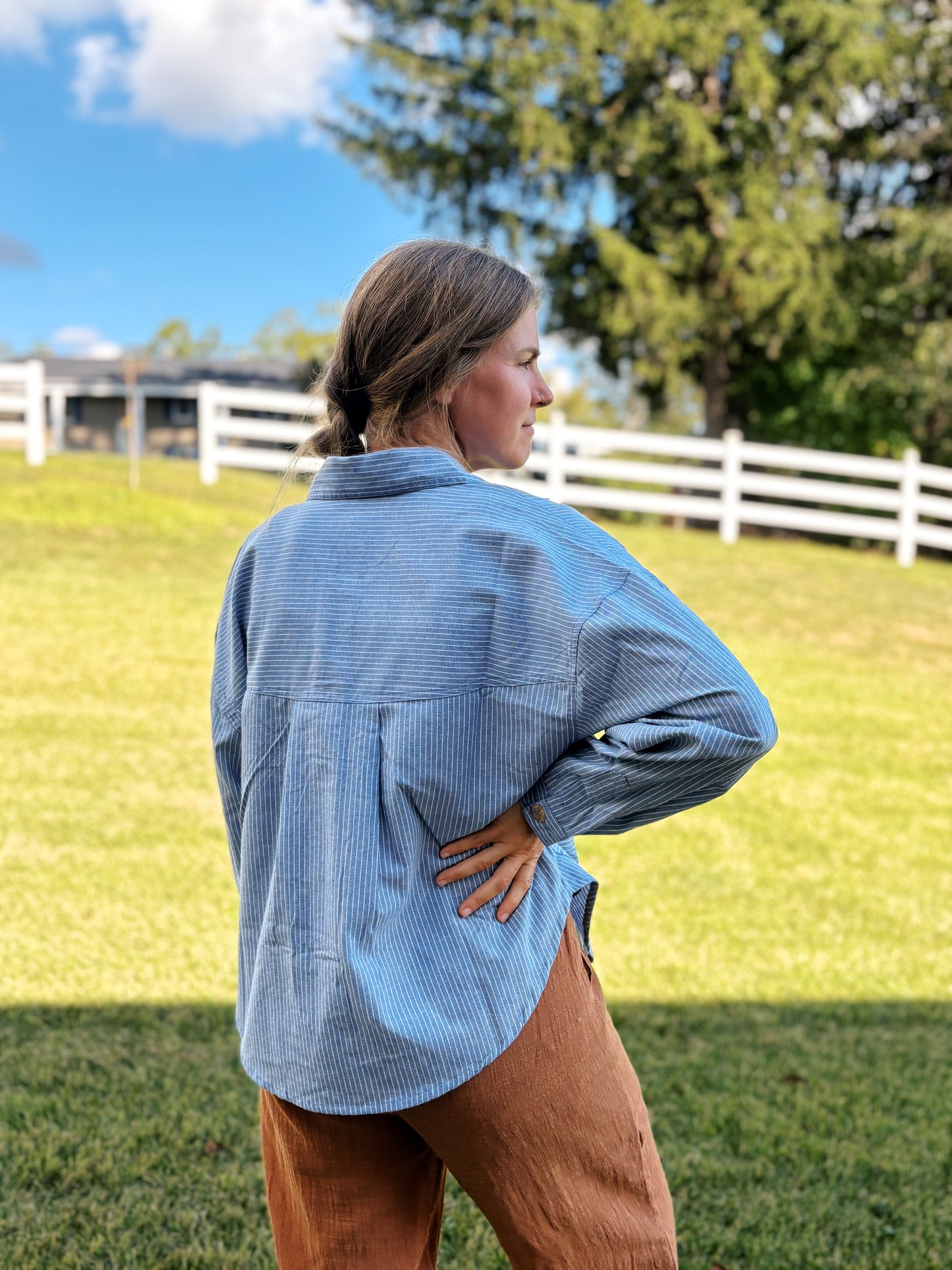 Oversized Pinstripe Button Down