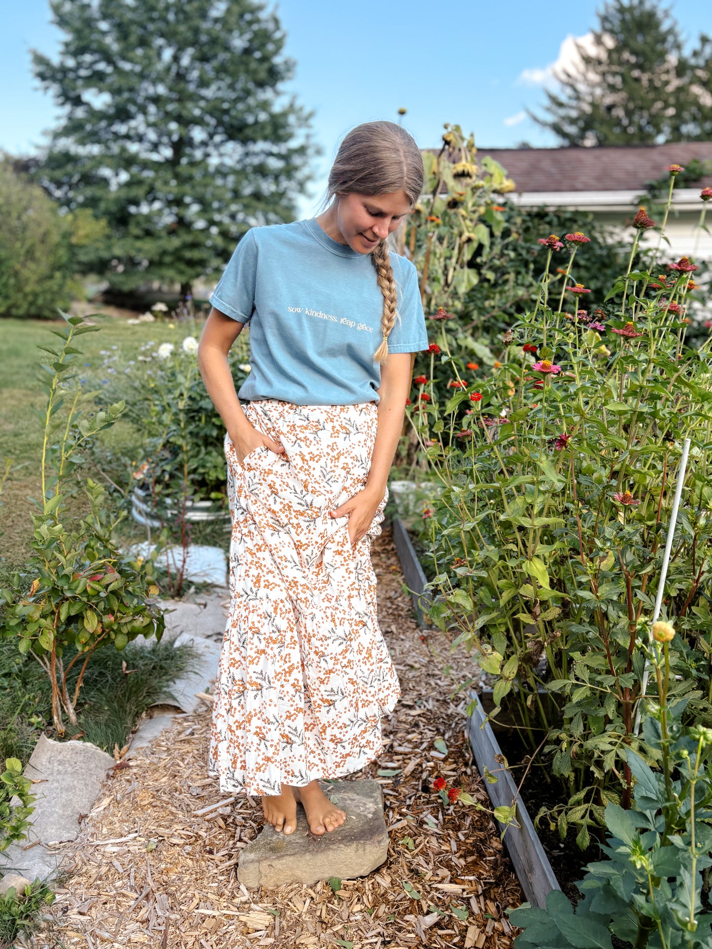 Fall Floral Tiered Maxi Skirt