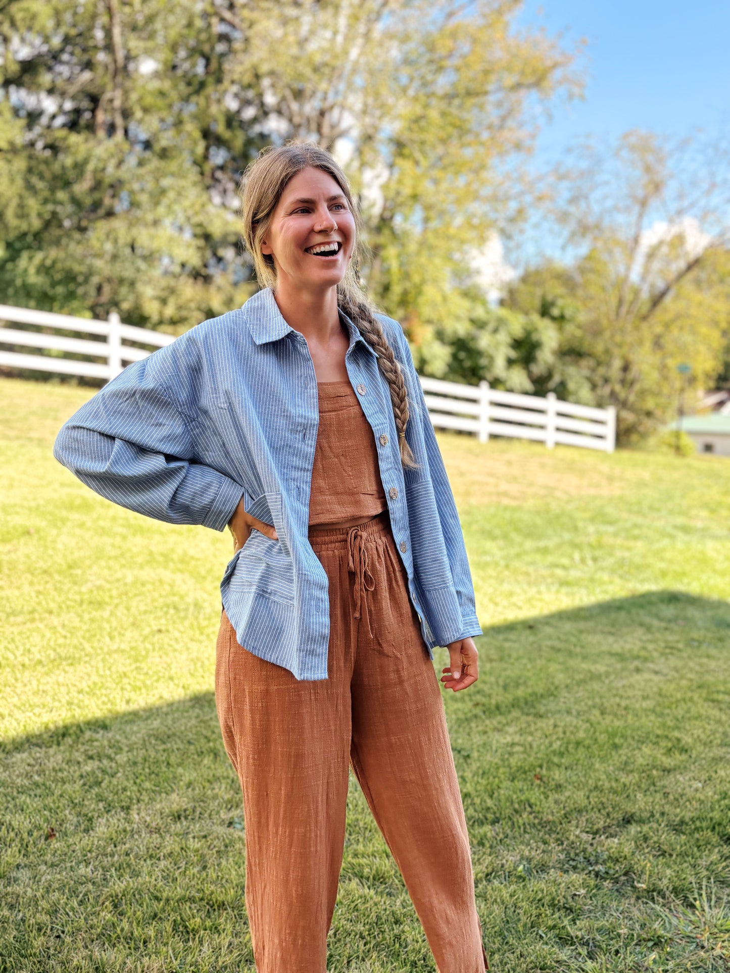 Oversized Pinstripe Button Down