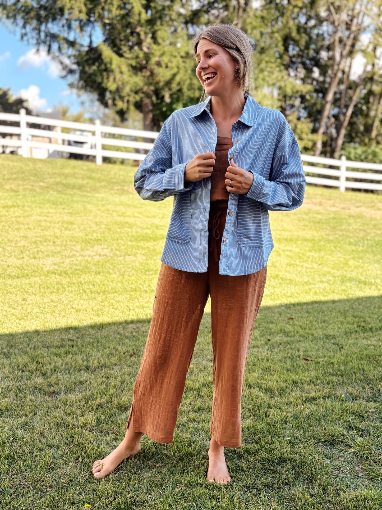 Oversized Pinstripe Button Down