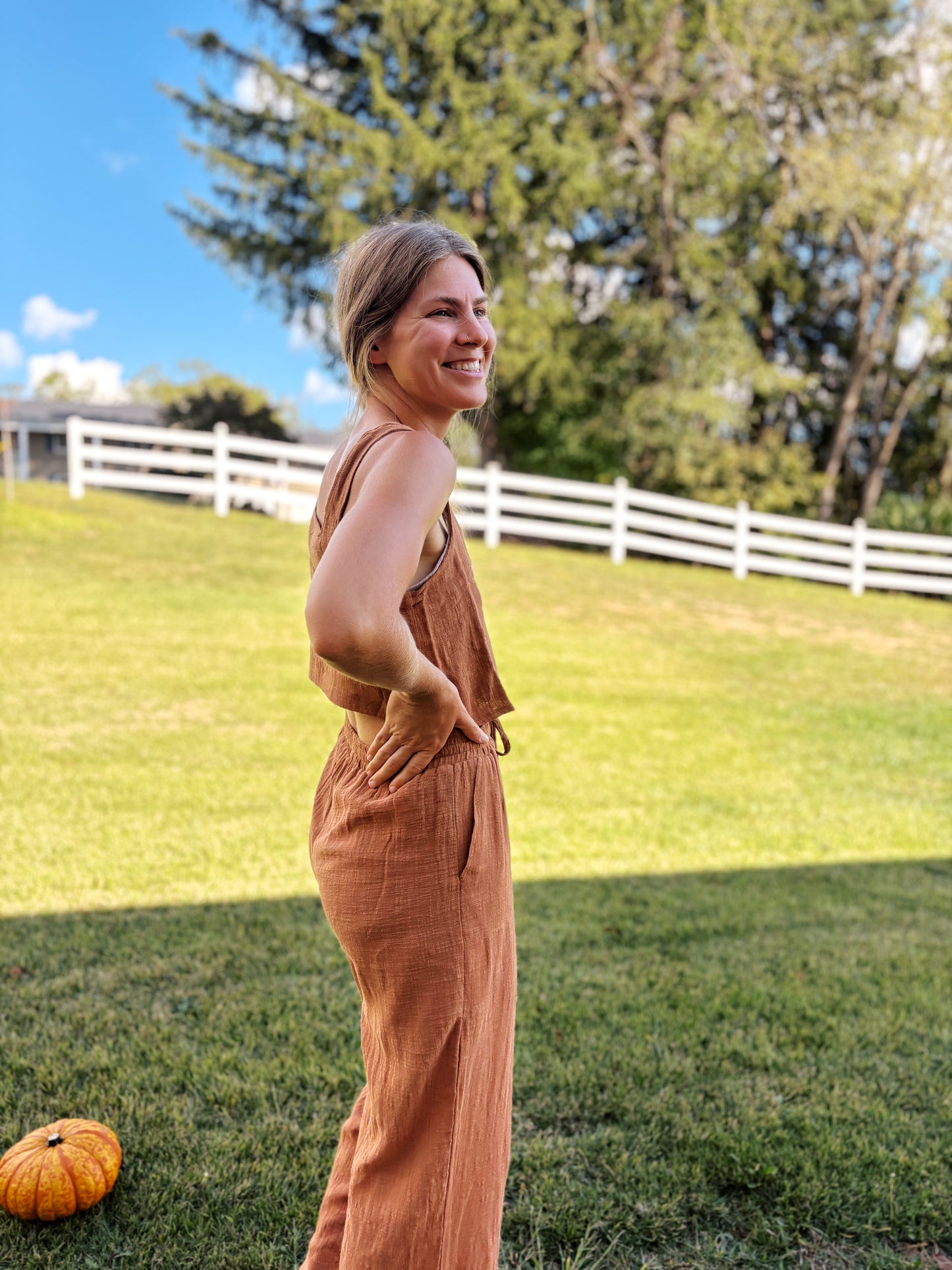 Sleeveless Cropped Top and Pant Set