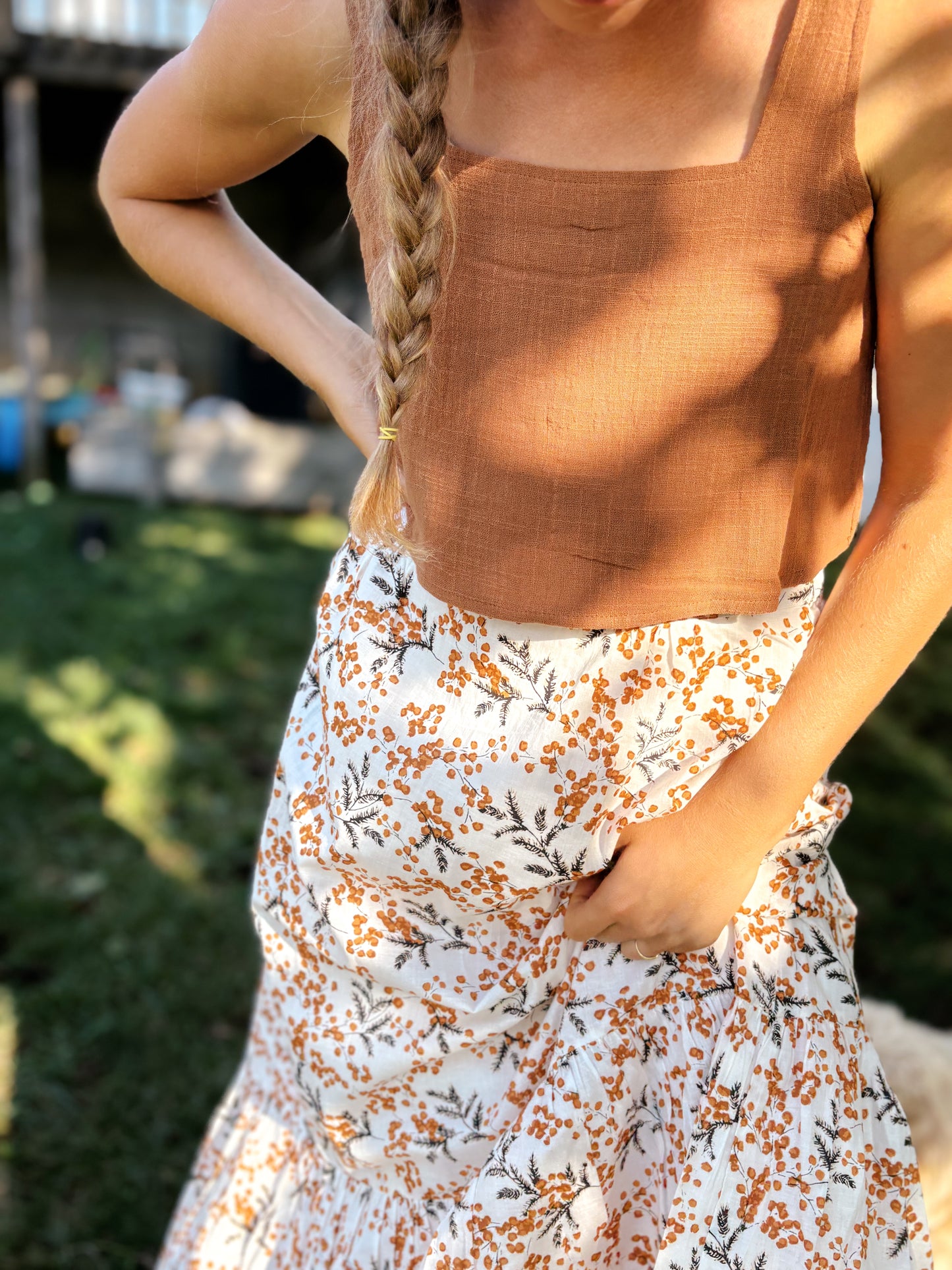Fall Floral Tiered Maxi Skirt