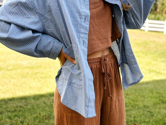 Oversized Pinstripe Button Down
