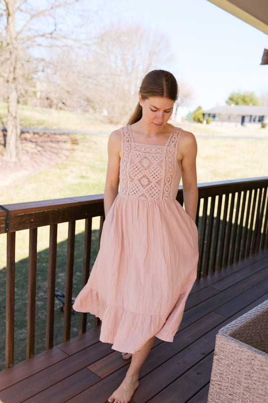 Dusty Rose Crochet Dress