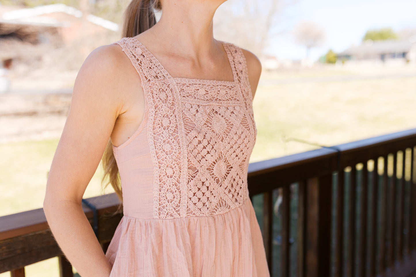 Dusty Rose Crochet Dress