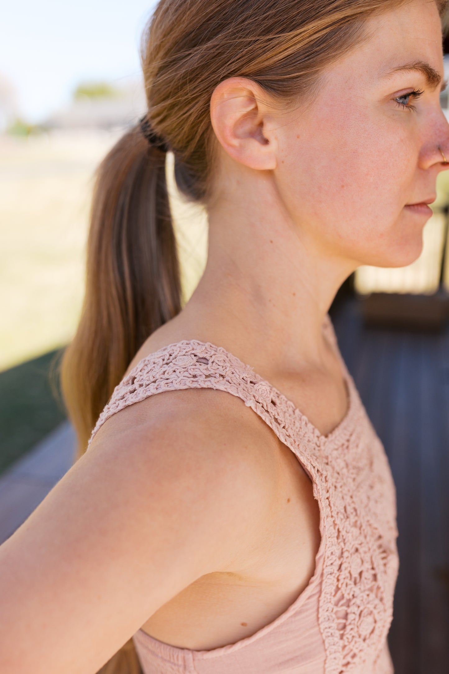 Dusty Rose Crochet Dress