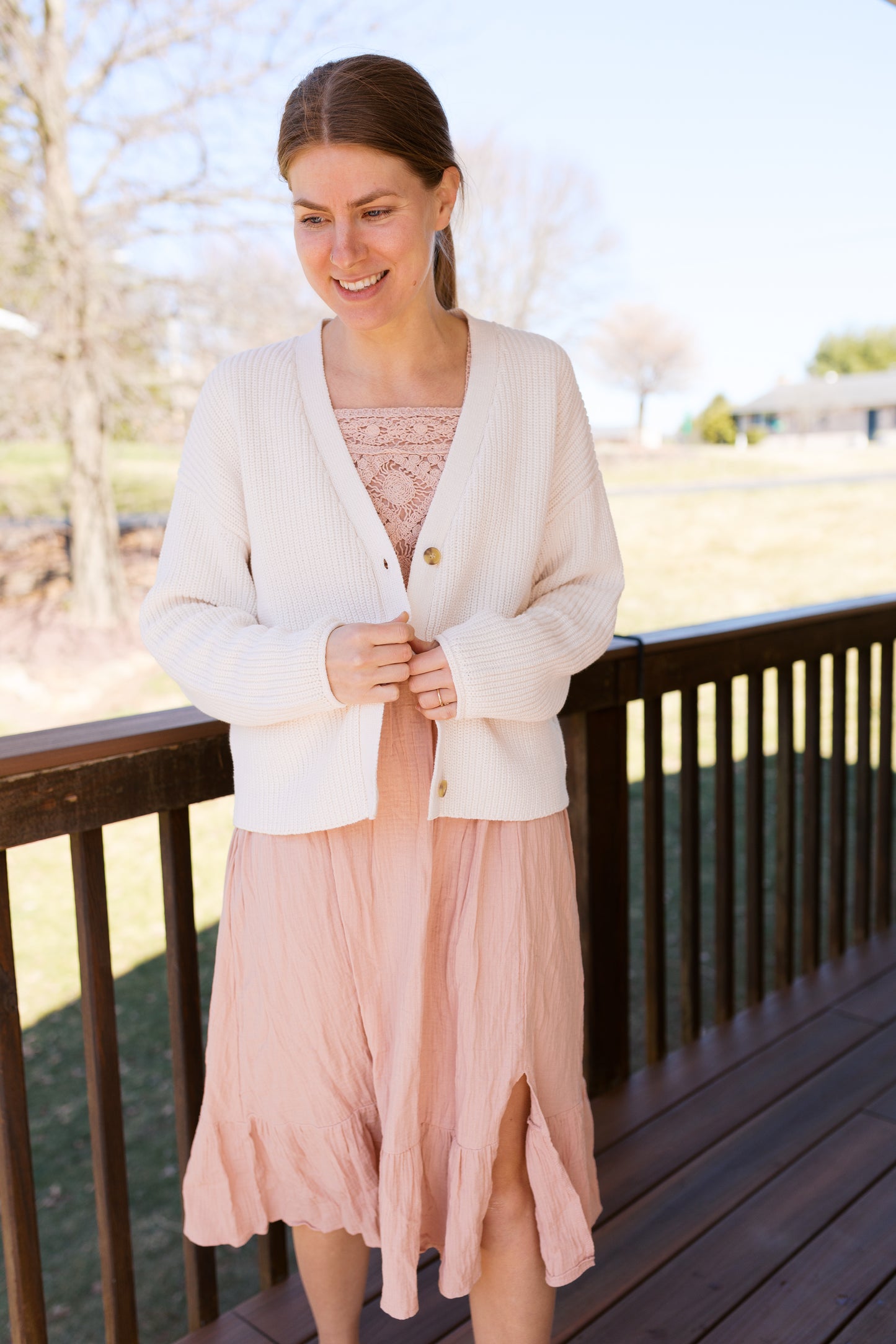Dusty Rose Crochet Dress