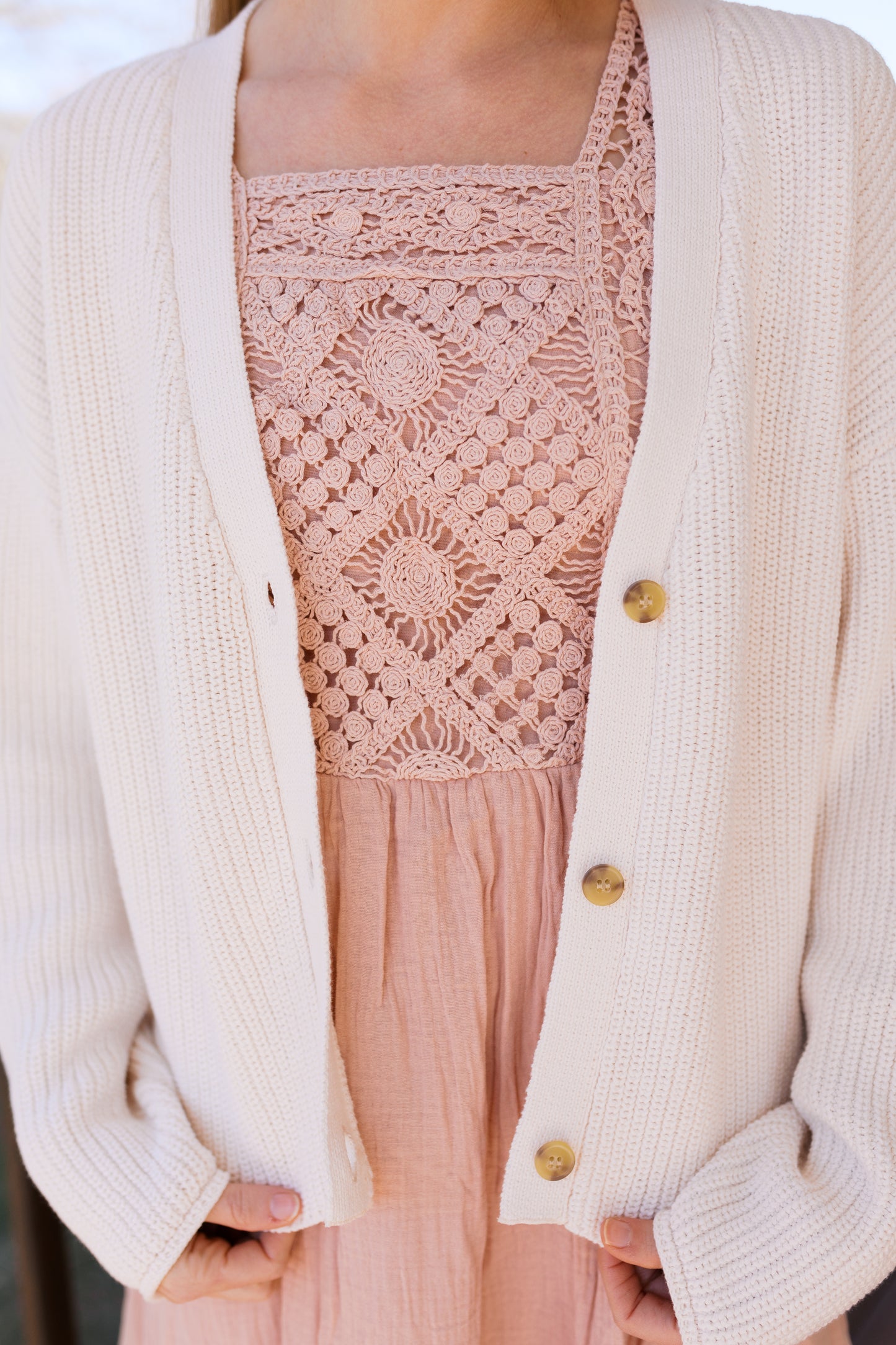 Dusty Rose Crochet Dress