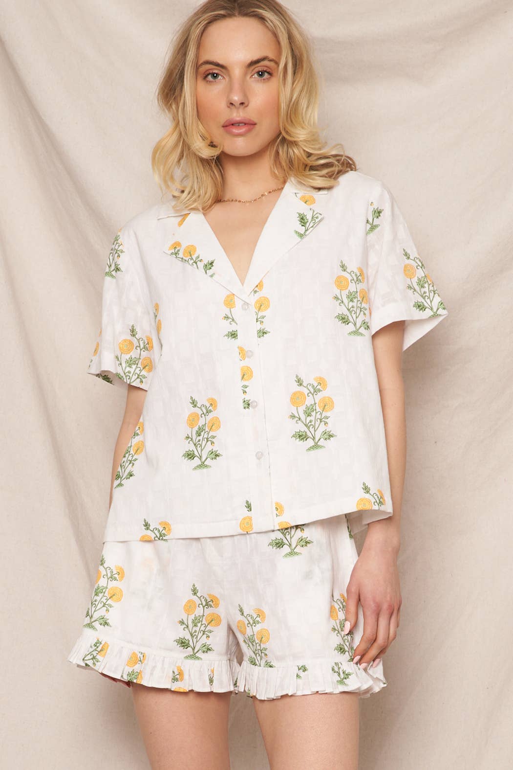 Flower Print Ruffle Shorts