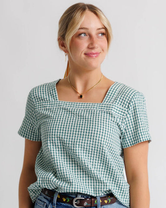 Short Sleeve Gingham Blouse