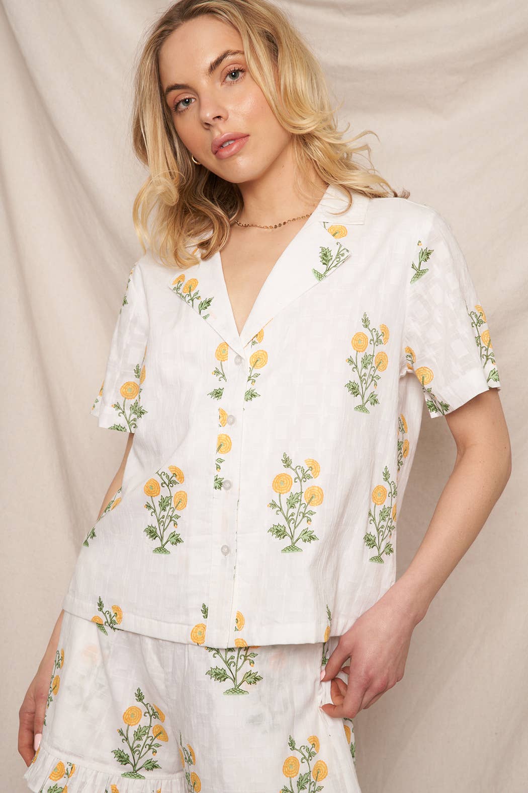 Flower Print Button Down