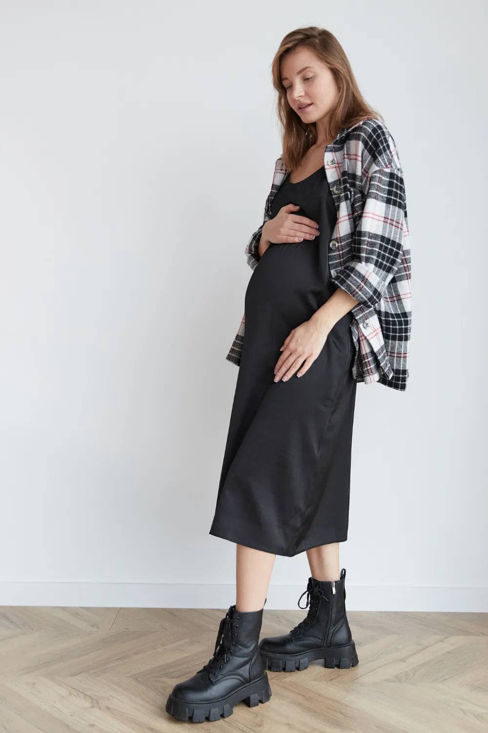 Black Silk Maternity/Postpartum Dress