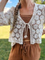 Floral Crochet Tie Front Cardigan