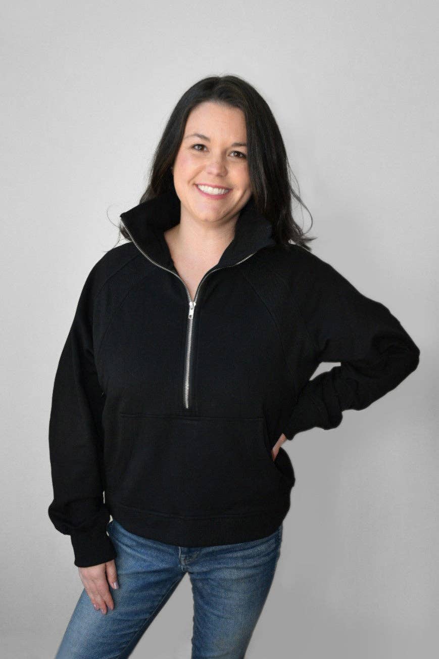 Oversized Three Quarter Zip Breastfeeding Sweatshirt