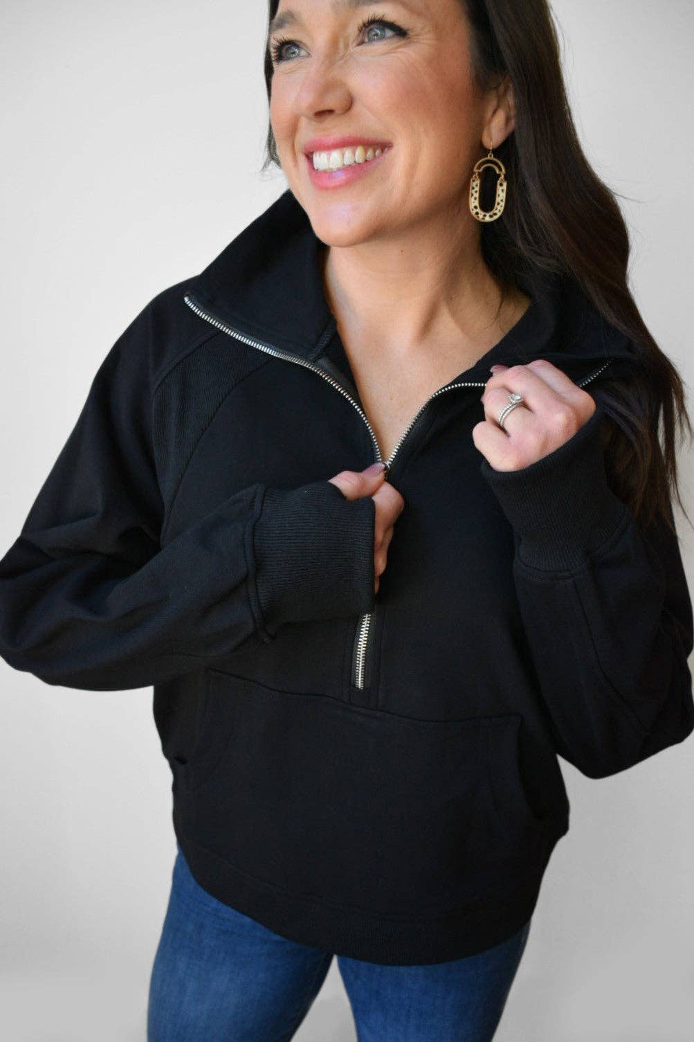 Oversized Three Quarter Zip Breastfeeding Sweatshirt