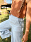 Wide Leg Denim Pants with Back Elastic Waistband