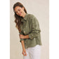 Flower Embroidered Cotton Twill Shacket