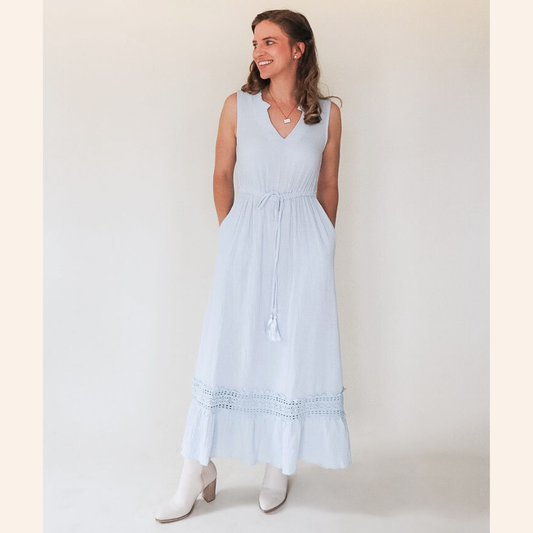 Lace Cutout Cotton Tank Dress