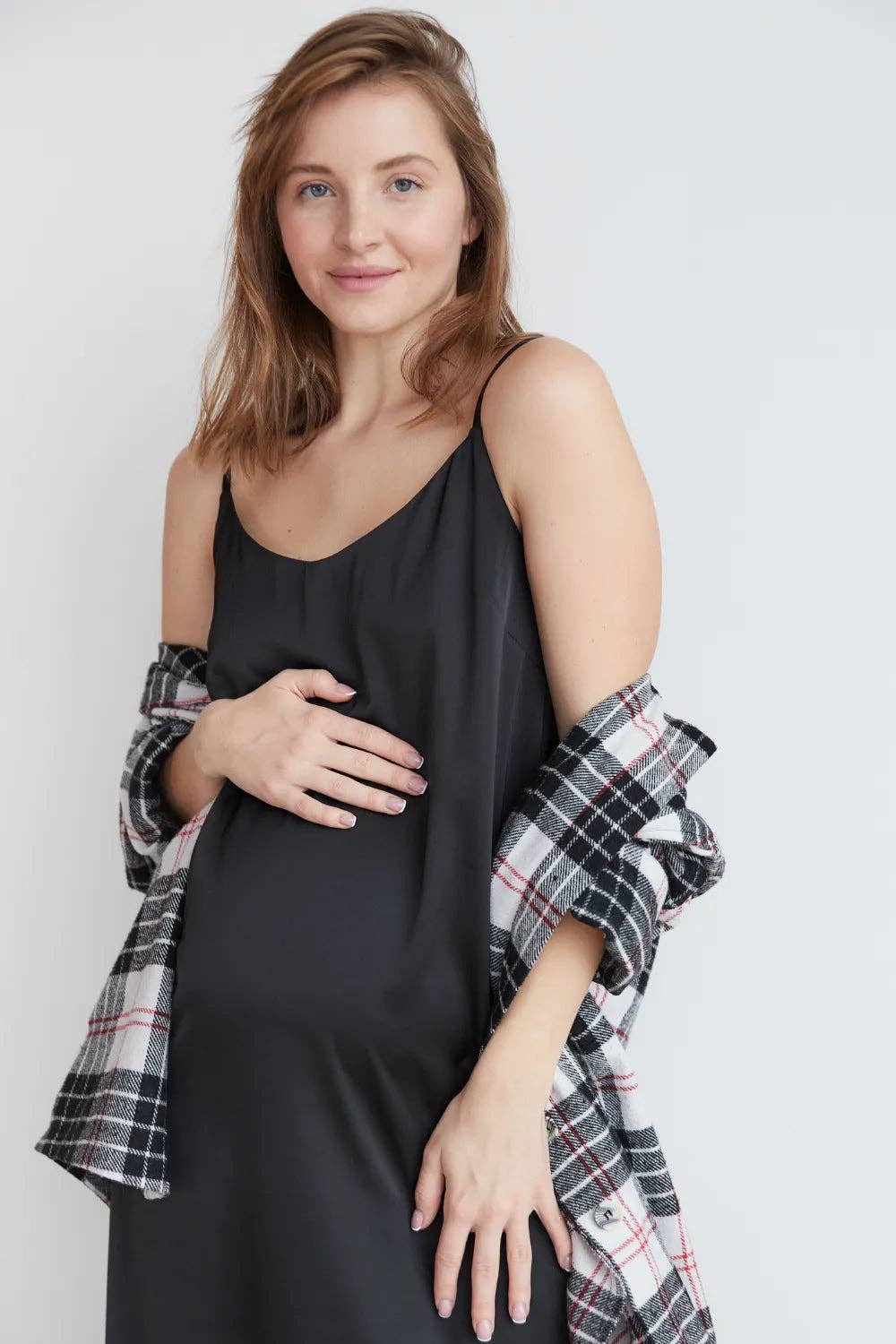 Black Silk Maternity/Postpartum Dress