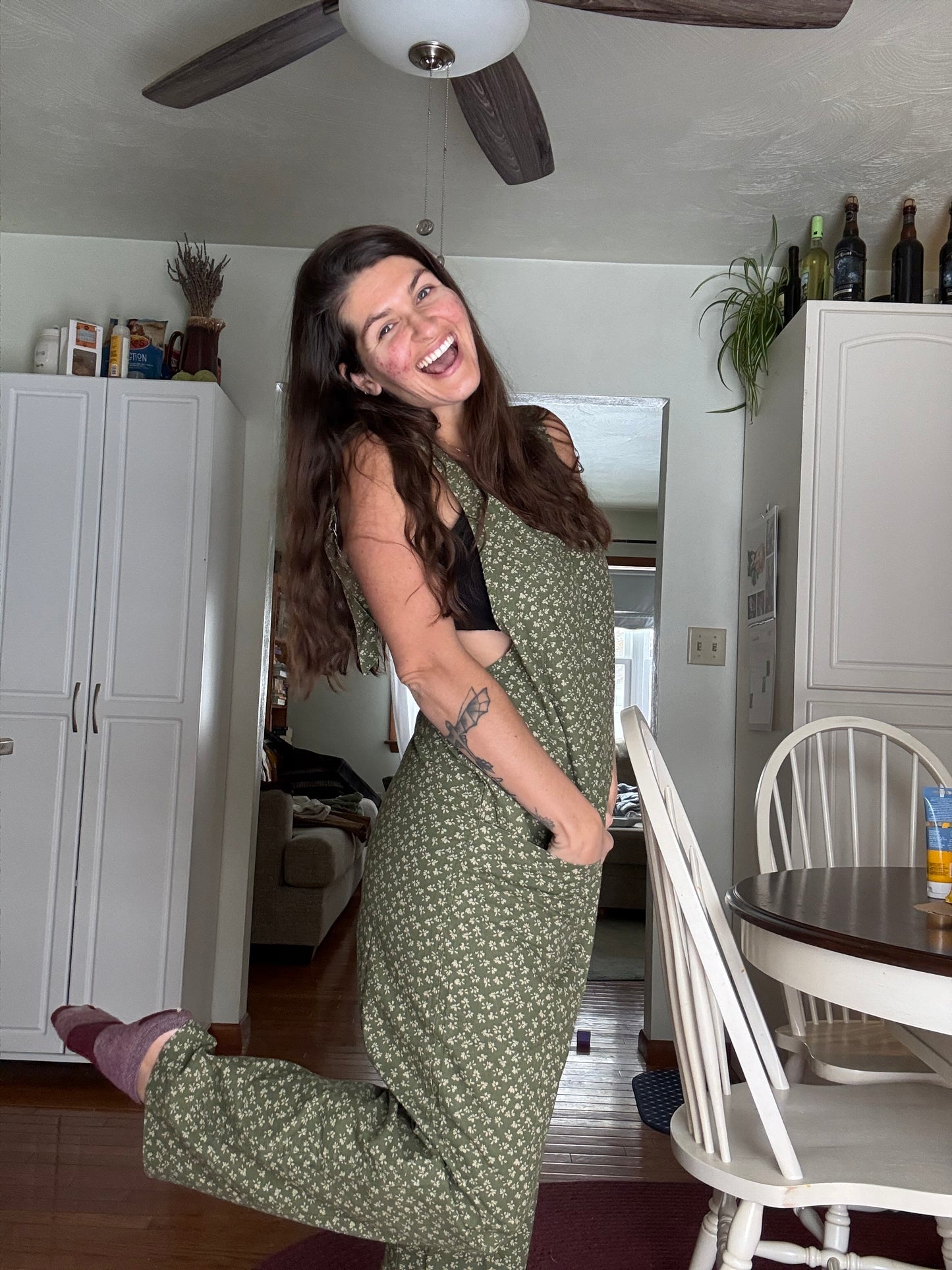 Ditsy Floral Olive Jumpsuit