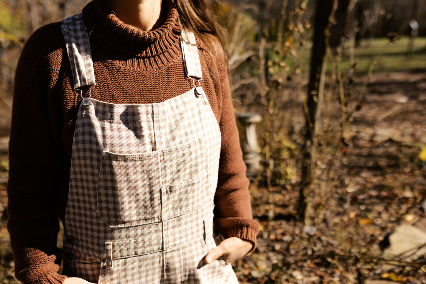 Gingham Denim Overalls