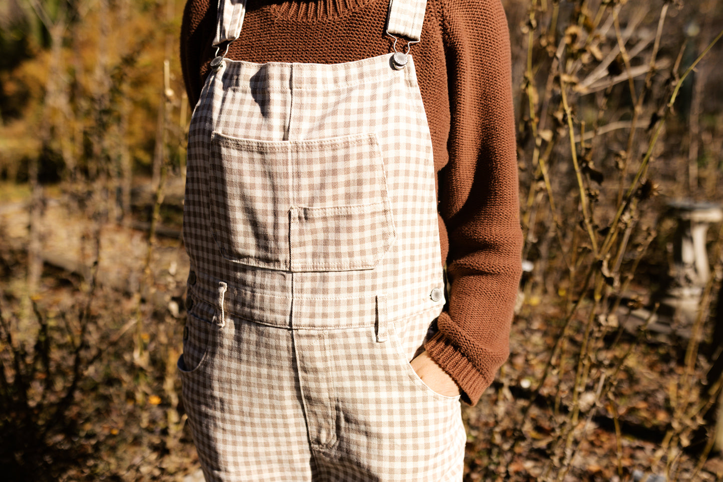 Gingham Denim Overalls