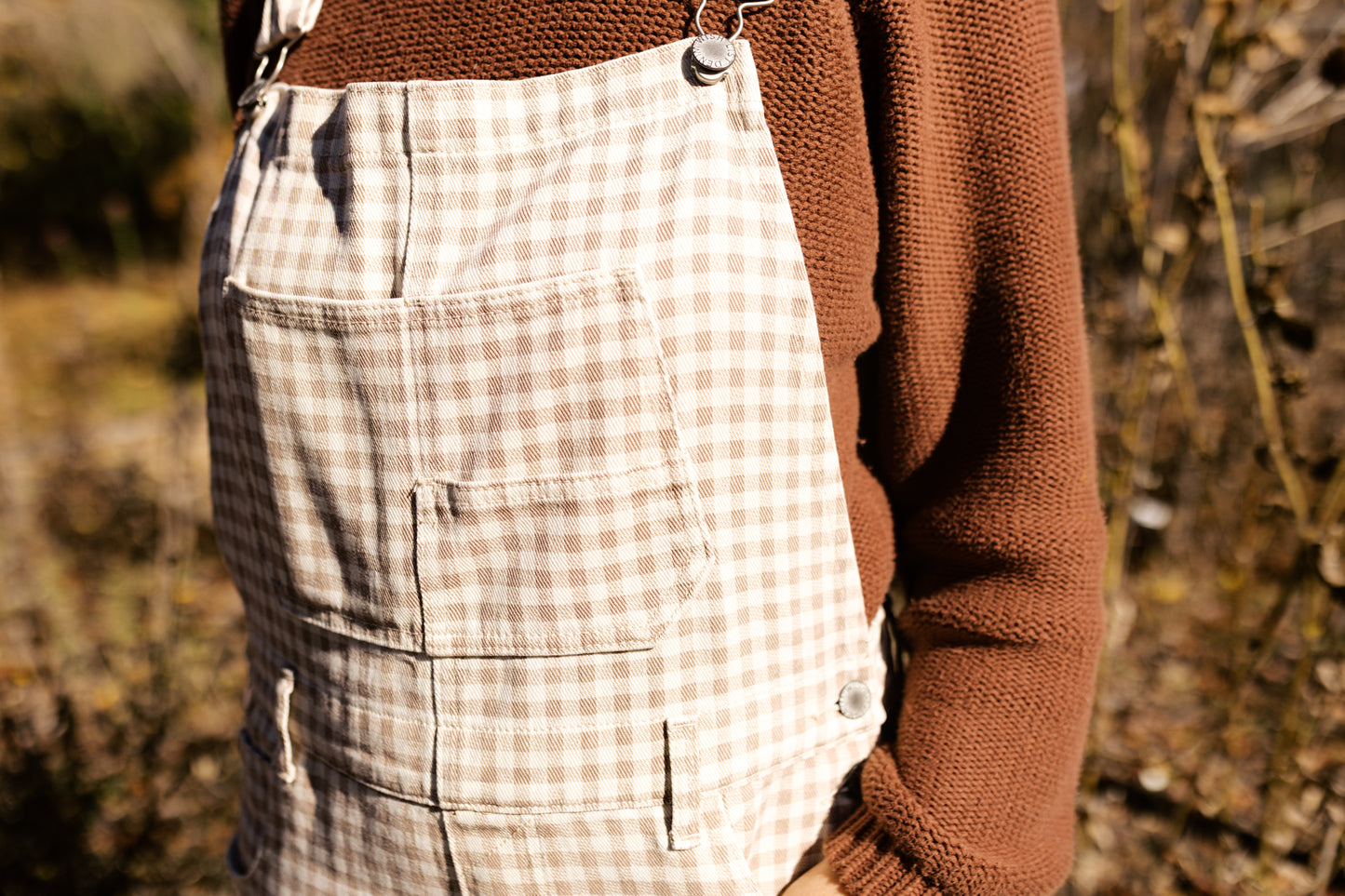 Gingham Denim Overalls