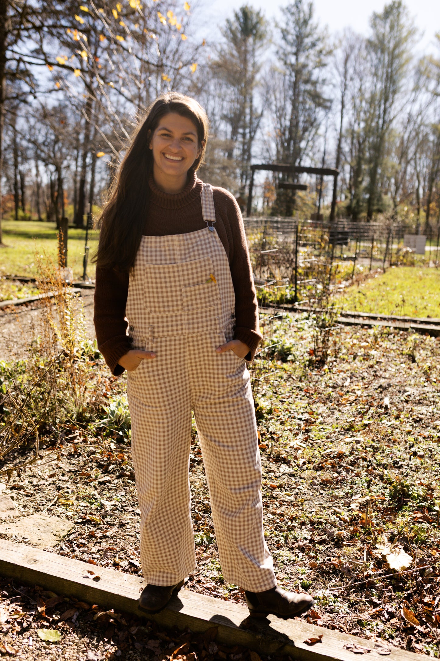 Gingham Denim Overalls