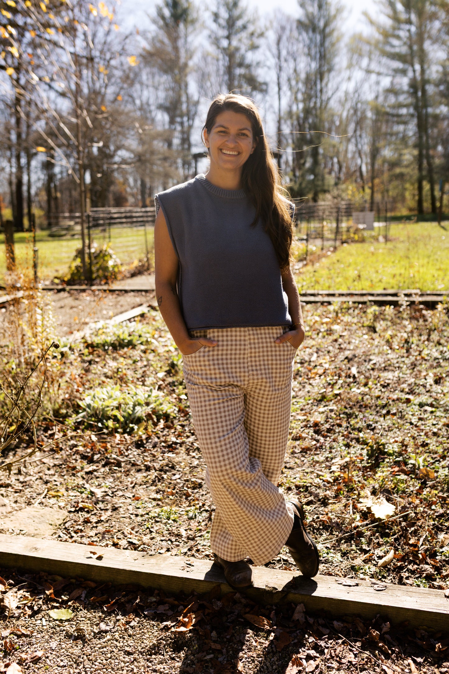 Gingham Denim Overalls