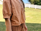 Mom Crop Cotton Gauze Boxy Button Down
