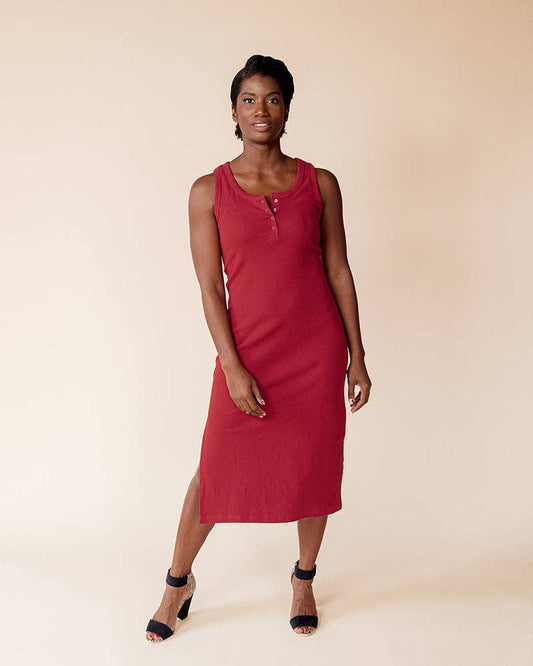 Organic Cotton Rib Knit Midi Dress