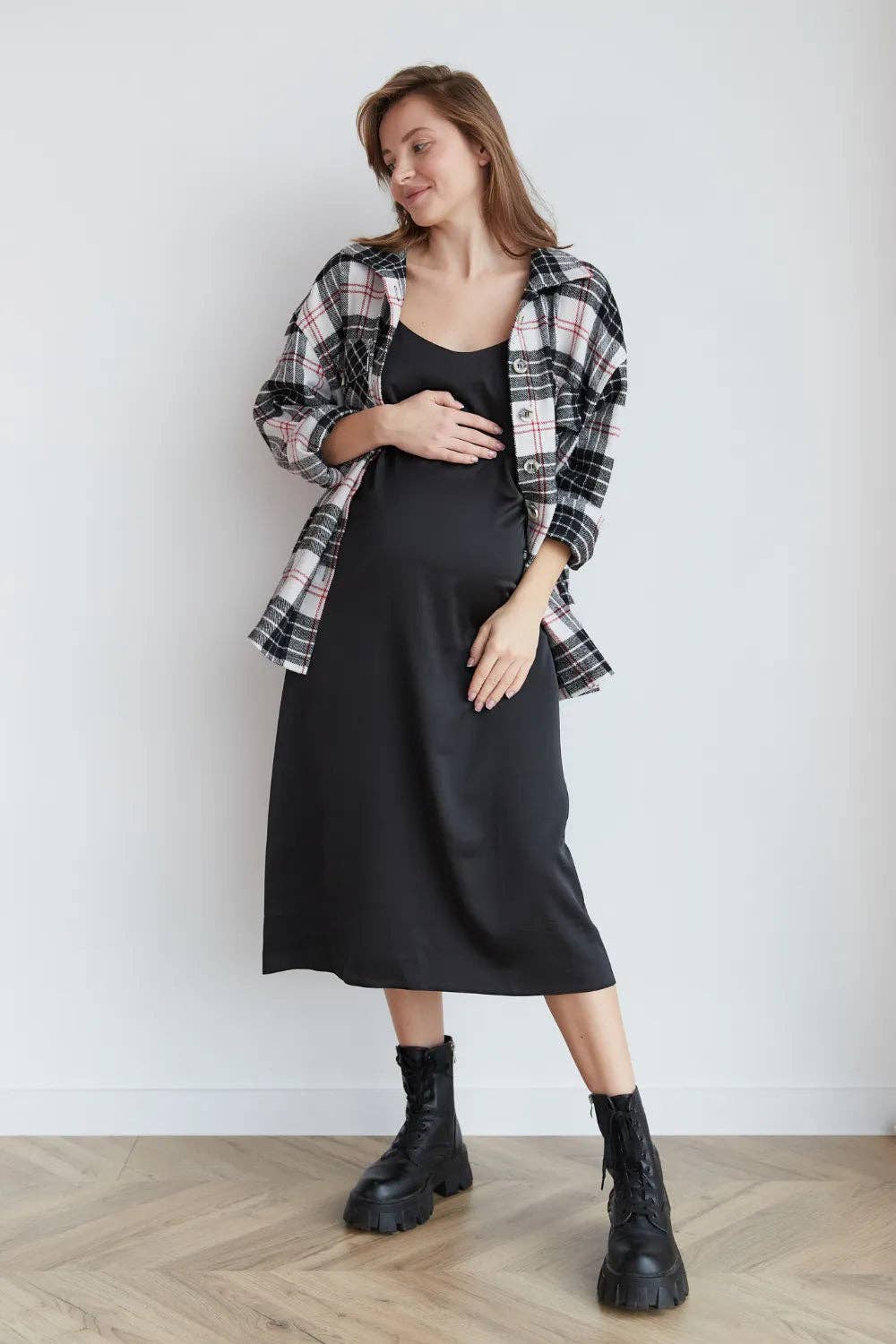 Black Silk Maternity/Postpartum Dress