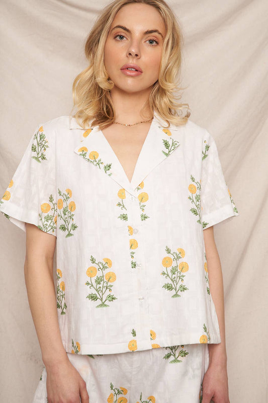 Flower Print Button Down